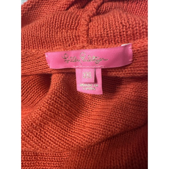 Lilly Pulitzer Tatum Ruby Red Metallic Cardigan Wrap Fringe Hem Long Sleeve XXL - Picture 4 of 5